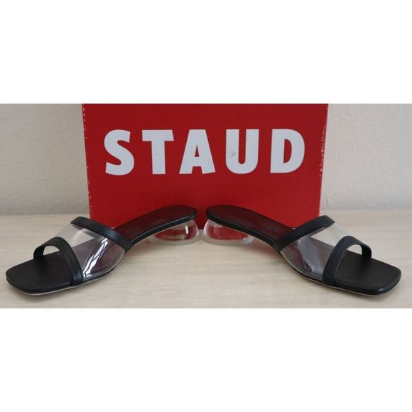 Staud 404-1251 Women's Sz 37 / US 7 Black/Clear Simone Clear Mule Sandals $350 - Picture 3 of 16